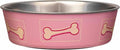 Loving Pets Bella Dog Bowls- Stainless Steel Dog & Cat Bowls - Spill Proof Dog Food Bowl, Cat Bowl, Puppy Essentials & Pet Supplies Great for Home & Travel (Large 35-65 lbs, Coastal Pink)