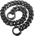 Black Dog Chain Collar 11mm/15mm/19mm Cuban Link Chain Dog Collar Chew Proof Dog Chain Collar Walking Training for Small Medium Large Dogs 12-26inch(19mm,24inch)
