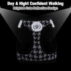 BEAUTYZOO Small Dog Harness and Leash Set,Step in No Choke No Pull Soft Mesh Dog Harnesses Reflective for Extra Small Medium Puppy Dogs and Cats, Plaid Dog Vest Harness for XS S Pets, Black XS