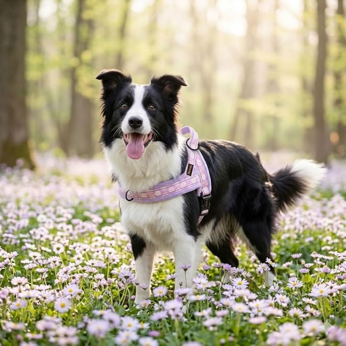 Didog No Pull Dog Harness with Soft Padded, Easy Walk Dog Harness with Quick Release Buckle, Adjustable & Reflective Pet Harness with Soft Padded for Medium Dogs (M:Chest 22-26", Purple)
