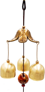 2 Pack Lucky Wind Chimes 3 Bells Feng Shui Wind Bell with S Hook for Good Luck Home Garden Hanging Decoration Gift