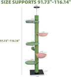 ROYPET Adjustable Tall Cat Climbing Tree Floor-to-Ceiling Climber Toy with Hanging Hammock and Scratching Posts Furniture,Green