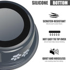 Stainless Steel Dog Bowls, Nonslip Rubber Bottom No Spill Proof Skid Metal Insulated Dog Bowls for Large Medium Small Breed Dogs (Grey, 6.6 Cups/53 OZ)