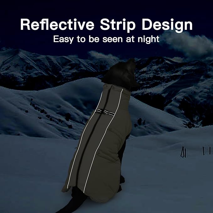 Dog Winter Jacket-3X Large, Warm Zip Up Snowsuit Dog Harness Vest - Reflective, Water-Resistant, Snow Jacket for Large Dogs, Labrador, Husky, Apricot