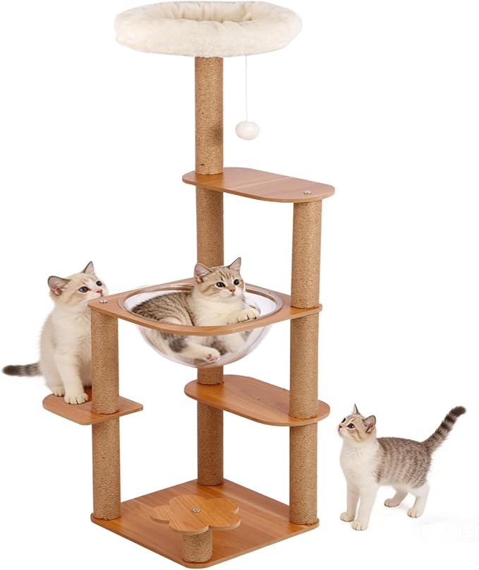 Cat Tree for Indoor Cats with Space Capsule, Multi-Level Cat Tower with Sisal Scratching Posts, 6 Level Cat Climbing Activity Center for Kittens and Adult Cats 43''