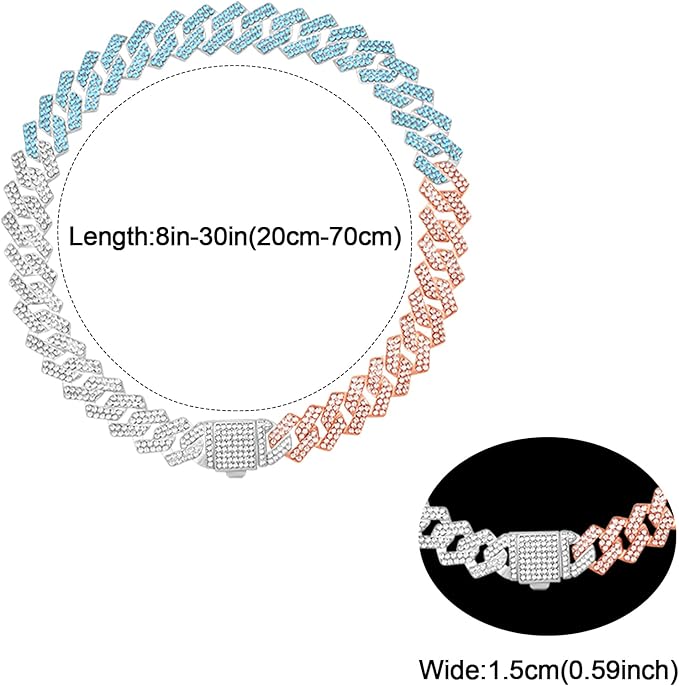 Metal Diamond Dog Chain Dog Training Chain with Secure Buckle Pet Collars for Large Medium Dogs
