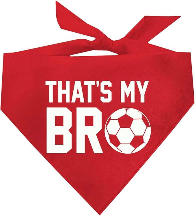 That's My Bro Dog Bandana | 100% Cotton Adjustable Triangle | Made in USA | Soccer| Sports | Biggest Fan | Game Day | Red, X-Small (533)