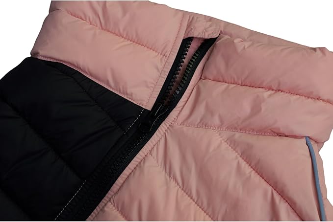 Warm Dog Coat, 4 Legs Covered Waterproof Windproof Reflective Vest, Zippered Adjustable Outdoor Snow Jacket for Small Medium Large Dogs, Lotus Pink M