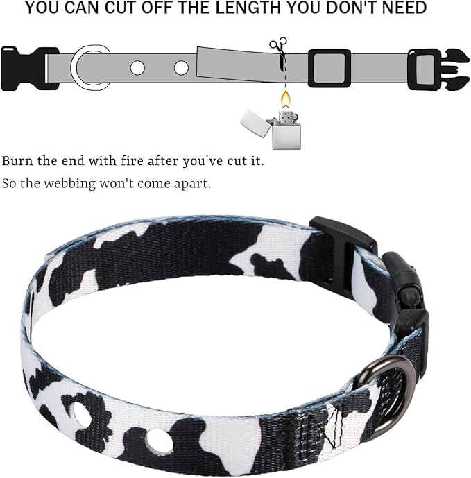 Rhea Rose 1 Inch Replacement Collar Strap Shock Collar with 2 Holes, Compatible with Nearly All Brands and Models of Underground Electric Dog Fences and Training Collars, Cow Print Pattern