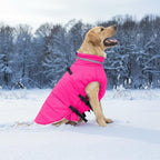 Mklhgty Medium Dog Coat with Harness Built-in, Waterproof Reflective Fleece Lined - Warm Windproof Winter Jacket with Back Zipper, Cold Weather Snow Dog Coats - Pink - M