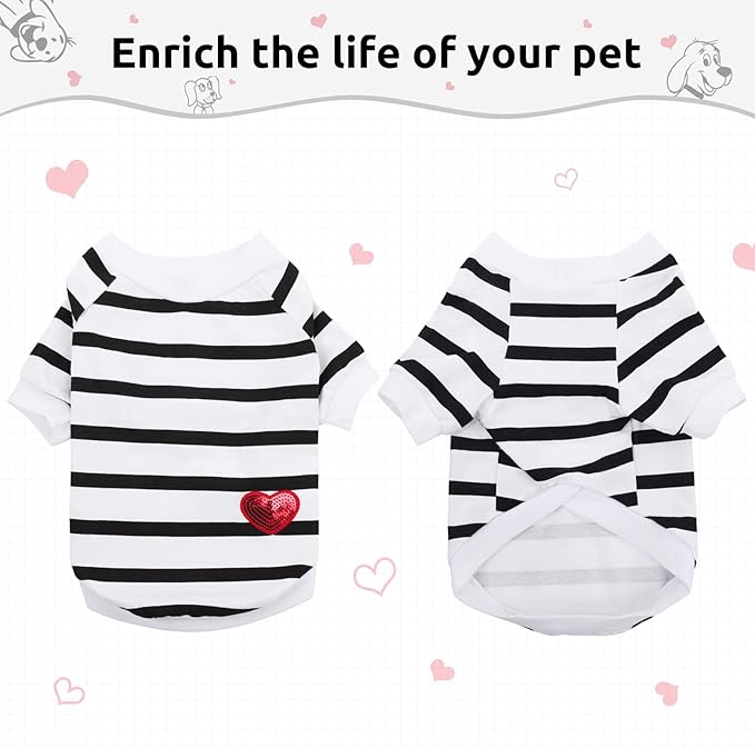 Pet Dog Striped T-Shirt Dogs Cats Cotton Vest Spring Summer Pet Apparel Tee Shirt Suitable for Small and Medium Large Pets French Bulldog Bichon