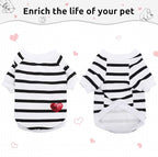 Pet Dog Striped T-Shirt Dogs Cats Cotton Vest Spring Summer Pet Apparel Tee Shirt Suitable for Small and Medium Large Pets French Bulldog Bichon