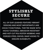 Wolfgang Heavy Duty Dog Leash, Pull-Tested to Over 800 lbs for Walking & Training, ShatterShapes Print, Dual-Handle Large