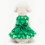 PUPTECK Print Dog St. Patrick's Day Dress Pet Costumes Apparel with Cute Bowtie Puppy Clothes Outfit, Shamrock M