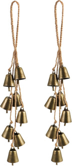 2 Pack Witch Bells for Door Knob Protection Outdoor Bells Hanging Bells for Door knob Witches Bells Magic Wind Chimes for Home Protection Witch Bells Kit(Rustic)