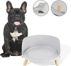 Raised Dog Feeder Bowl Stand - Elevated Dining Table for Medium and Large Dogs - Fits Food and Water Dish up to 8" Diameter - Grey (Bowl Not Included)