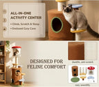 Mushroom Cat Tree with Cozy Condo & Scratching Ladder – 59" Multi-Level Play Tower
