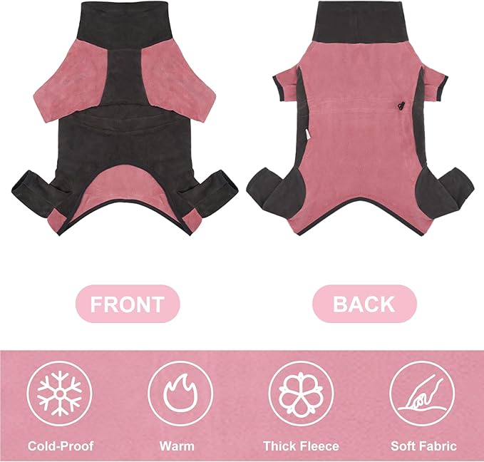 Dog Winter Coat Soft Fleece Dog Clothes for Cold Weather, Warm Dogs Pullover Pajamas Cozy Cold Weather Jacket Full Body Suit Windproof Fleece Sweater for Dogs Walking Hiking Sleeping (Pink XL)