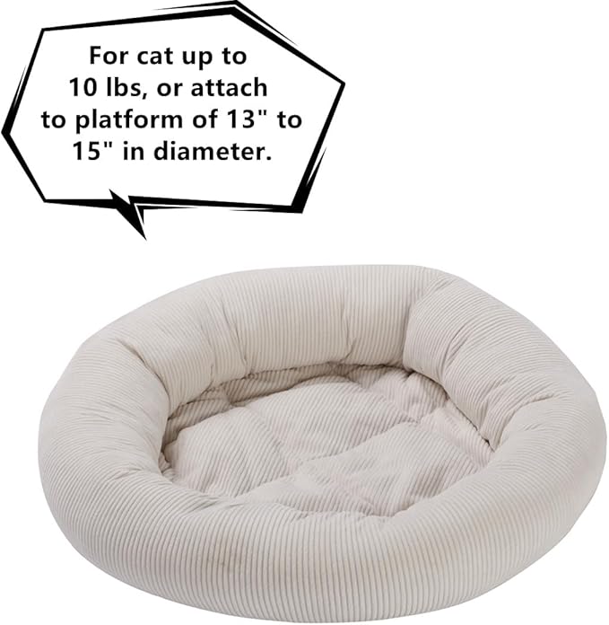 SHENGOCASE Round Cat Tree Tower Accessories Replacement Parts, Round Donut Cuddler Cat Dog Cushion Bed Add-ons for Plaform Perch Shelves (14")