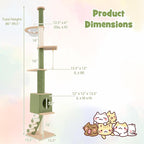 Tangkula Floor to Ceiling Cat Tree, 5 Tier Tall Cat Tower with 86”-99.5” Adjustable Height, Extra Replaceable Post, Tension Cat Tree with Space Capsule, Condo, Sisal Scratching Posts & Rope, Ladder