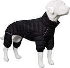 Lovelonglong Dog Coat - Warm Jacket, 4 Legs Covered Waterproof Windproof Reflective Dog Vest, Zippered Adjustable Outdoor Snow Jacket for Small to XXXL Dogs - Black