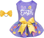 CuteBone Easter Dog Dress Velvet for Small Dogs Girl Flower Skirt Puppy Dresses Purple Dog Clothes CVA16L-D