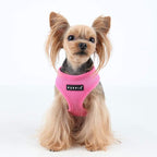 Puppia Soft Dog Harness No Choke Over-The-Head Triple Layered Breathable Mesh Adjustable Chest Belt and Quick-Release Buckle, Pink, Medium