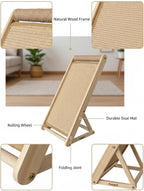 Cat Scratching Pad with 100% Sisal, Stable Triangle Design, 2-Step No-Tool Assembly, 22" Wooden Ramp to Protect Furniture & Sofa, Natural Incline Board for Indoor Cats (Beige)