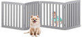 ZENY 24 Inch Pet Dog Gate, Foldable Freestanding Dog Door 4 Panel, White Wooden Z Shape Step Over Pet Fence for Entryway, Stairs, Doorway (Grey)
