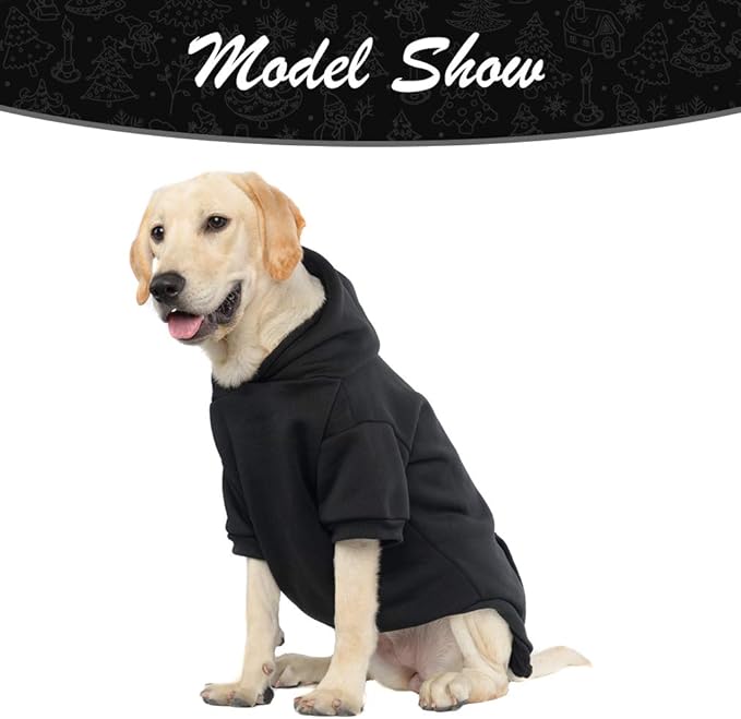 KOOLTAIL Dog Hoodie for Large Medium Small Dogs, Soft and Warm Pet Sweater with Leash Hole and Pocket Boy Girl, Puppy Fall Winter Jacket Clothes, French Pitbull Cold Weather Coat Sweatshirt, Black L