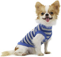 LOPHIPETS 100% Cotton Striped Dog Shirts for Small Dogs Chihuahua Puppy Clothes Tank Vest-Blue and Gray Strips/S