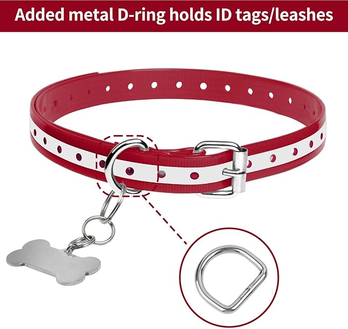 PaiPaitek Shock Collar Replacement Strap 2-Pack - Compatible with Jugbow, Bousnic, Slopehill 3/4 Inch Adjustable TPU Collar for Dogs | Waterproof & Reflective Design for Training, Walking