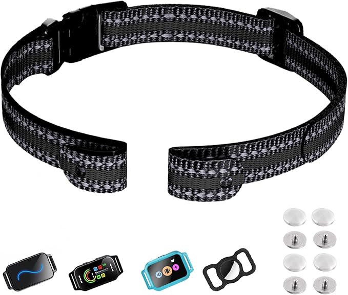 Aikko Collar Replacement Strap for Dogs, Durable Reflective Nylon Replace Belt for Most E Collar Systems, Adjustable Fence Collar Band Fit Large Medium Small Dog, Black