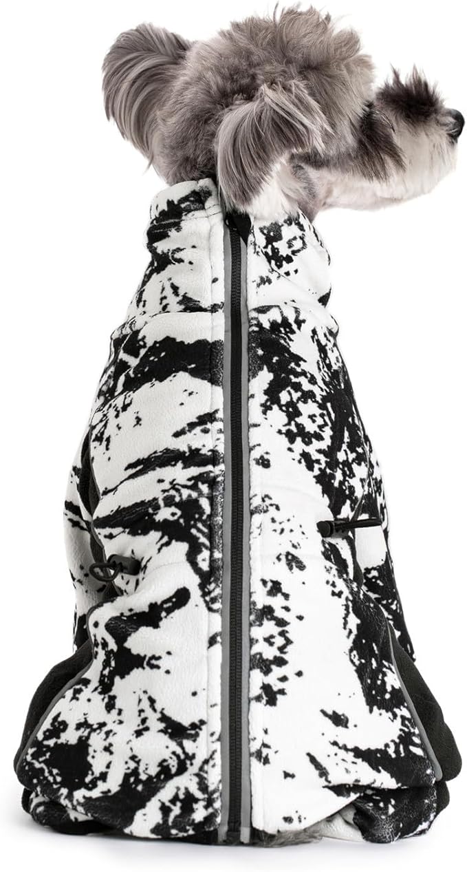 Fleece Dog Coat for Small Medium Dog,Pullover Pajamas Jumpsuit Bodysuit Puppy Coats with Legs, Pet Windproof Warm Cold Weather Jacket Full Body Vest Cozy Snowsuit Outfit Clothes (White, XXL)