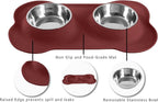 Hubulk Pet Dog Bowls 2 Stainless Steel Dog Bowl with No Spill Non-Skid Silicone Mat + Pet Food Scoop Water and Food Feeder Bowls for Feeding Small Medium Large Dogs Cats Puppies (Burgundy, Small)