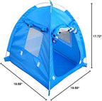 Breathable Washable Pet Puppy Kennel Dog Cat Folding Indoor Outdoor House Bed Tent (Blue,L)
