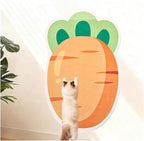 Cartoon Cat Scratching Mat, Cute Wall Cat Scratcher for Christmas, New Year, Pet Scratching Pad with Self-Adhesive Backing, Furniture Protector for Couch Door Sofa Indoor (Carrot)
