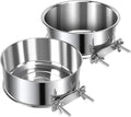 2 Pcs Medium Pet Dog Food Water Bowl for Cage Stainless Steel Non-Spill Kennel Detectable Hanging Cats Pets Bowls with Clamp Holder Crate Feeder Dish for Medium Dogs (5.5x2.3'' & 6.3x2.6'')