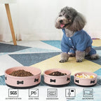 Sweejar Ceramic Dog Bowls with Bone Pattern, Dog Food Dish for Small Dogs, Porcelain Pet Bowl for Water 16 Fl Oz (Pink)