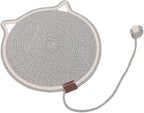 LOS ANDES 15.7'' Cat Scratcher Mat, Natural Cotton Rope Round Pad for Cats, Indoor Scratching Pads with Chew Rope and Ball, Cat Furniture Protector for Wall, Couch, Carpets, Sofa