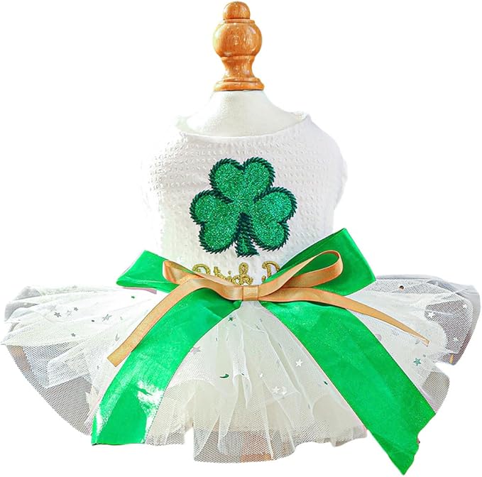 Furbabycare® Elegant Sweet St. Patrick's Day Puppy Dog Blingbling Princess Skirt Pet Dog Lace Cake Camisole Tutu Dress B-Green X-Large