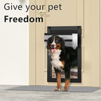 [MAVRICPOWER] Aluminum Extra Large Dog Door for Door, XL Doggy Door with 2 Sliding Lock Panels for Extreme Weather, Pet Door for Dogs Up to 220 lbs