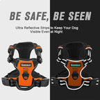 BARKBAY No Pull Dog Harness Front Clip Heavy Duty Reflective Easy Control Handle for Large Dog Walking(Orange,XS)