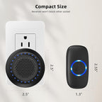 Wireless Door Bells for Homes Doorbell Chime Kits with 1 Transmitter 1 Receiver - Waterproof Operating at 1000ft Range - 48 Ringtones 4 Volume Levels LED Flash - Door Bell for Classroom Black