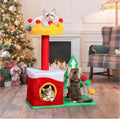 VINGLI 29.5IN Christmas Themed Plush Cat Tree, Multi Level Cat Tower with Condo, Crown Top Perch, Xmas Tree Sisal Scratching Ramp & Post, Spring Hanging Balls Indoor Kitten Cat Activity Center