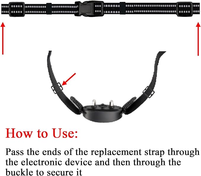 Dog Collar Replacement Strap for Shock Bark Training Collar Safe Replacement Strap Reflective Adjustable Nylon E Collar Replacement Strap