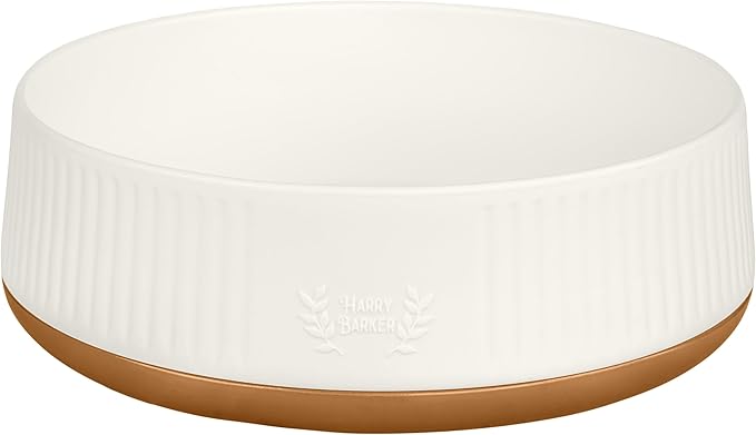Harry Barker Small Modern Dog Bowls, 2-Pack Eco-Friendly Plastic Pet Food & Water Bowls, Non-Slip Base, Dishwasher Safe, BPA-Free, Neutral Design