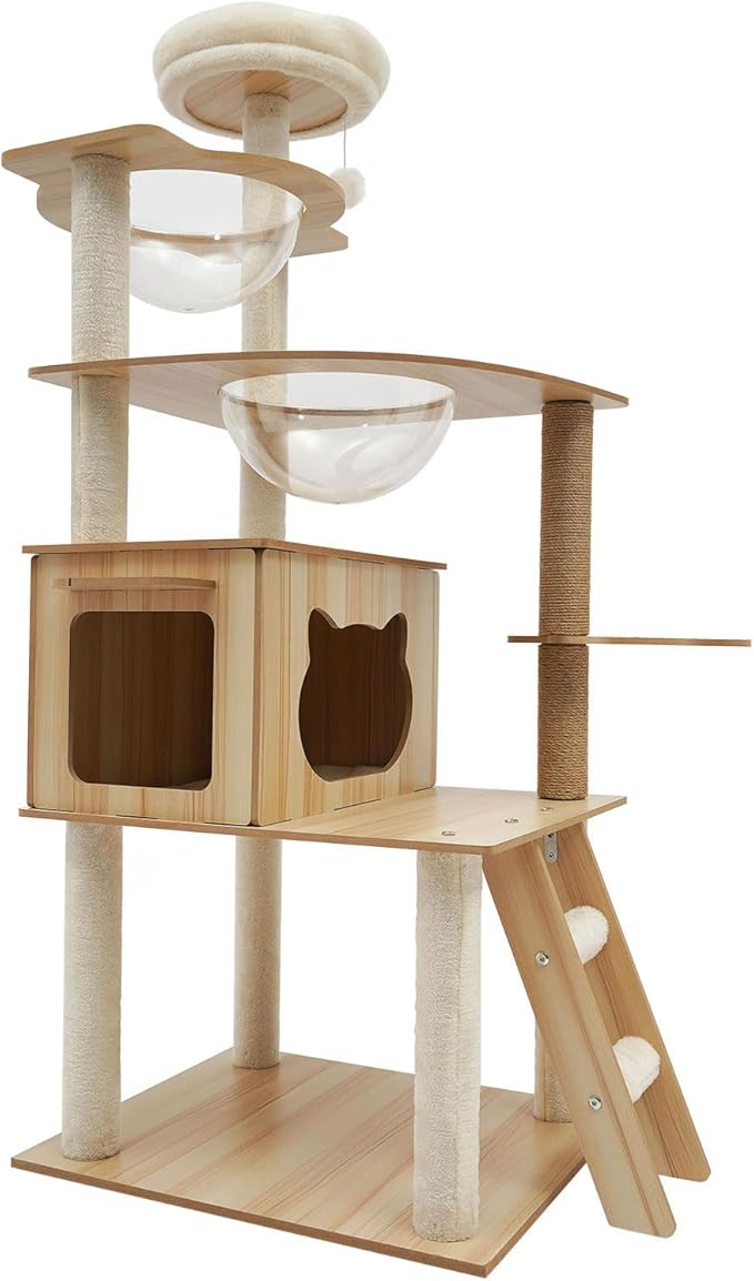 Cat Tree, Multi-Level Cat Tower for Large/Small Cats Climbing Kitty House with Resting Platforms & Scratching Posts Cats Activity Center Cat Climbing High Load Capacity (Beige)