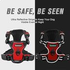 BARKBAY No Pull Dog Harness Front Clip Heavy Duty Reflective Easy Control Handle for Large Dog Walking(Red,XS)