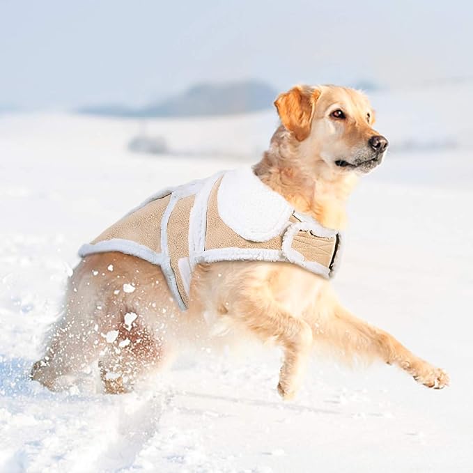 Namsan Medium-Large Dog Coat for Winter, Fleece Dog Jackets with Leash Hole Large Breeds, Warm Doggie Coats for Medium Dogs, Dogs Vest with Adjustable Magic Tape, Easy to Wear, L